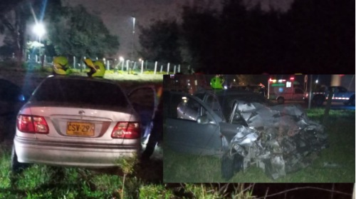 Carro hurtado involucrado en Aparatoso accidente en la variante de Madrid, Cundinamarca.