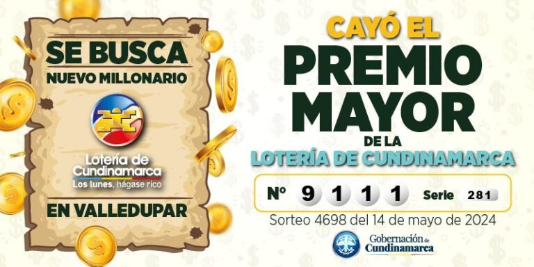 Nuevo millonario en Valledupar! Cayó el premio mayor de la Lotería de Cundinamarca