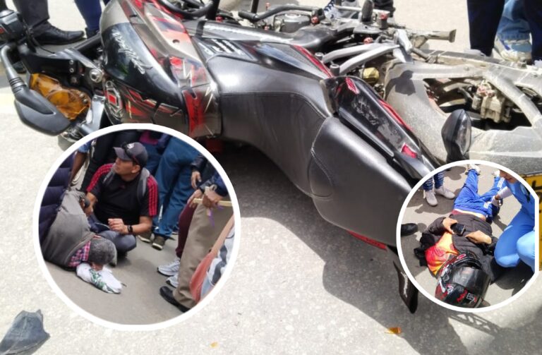 Accidente en el centro de Madrid, Cundinamarca deja dos heridos tras imprudencia de motociclista