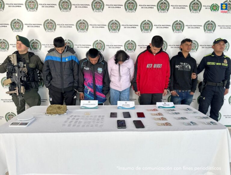 Capturan a cinco presuntos integrantes de banda dedicada al microtráfico en Sibaté