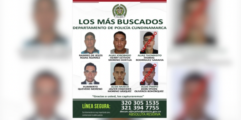 Capturan a dos integrantes del cartel de los más buscados en Cundinamarca
